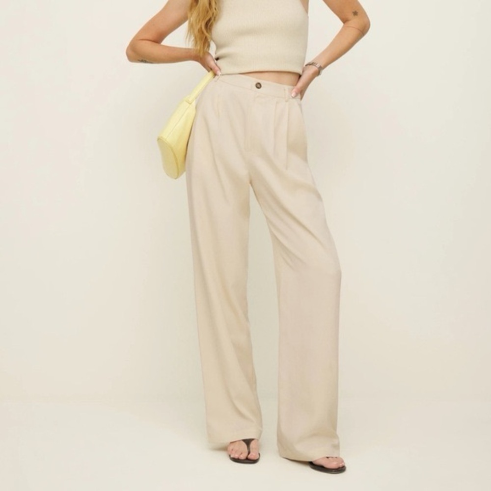 Reformation Cream Wide-Leg Pants size 0P